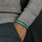 Nuri - Adjustable Turquoise Beaded Bracelet in Silver 8mm
