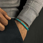 Nuri - Adjustable Turquoise Beaded Bracelet in Silver 6mm
