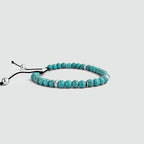 Nuri - Adjustable Turquoise Beaded Bracelet in Silver 6mm
