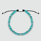 Nuri - Adjustable Turquoise Beaded Bracelet in Silver 6mm