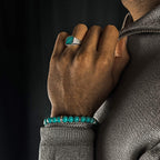 Nuri - Adjustable Turquoise Beaded Bracelet in Silver 8mm