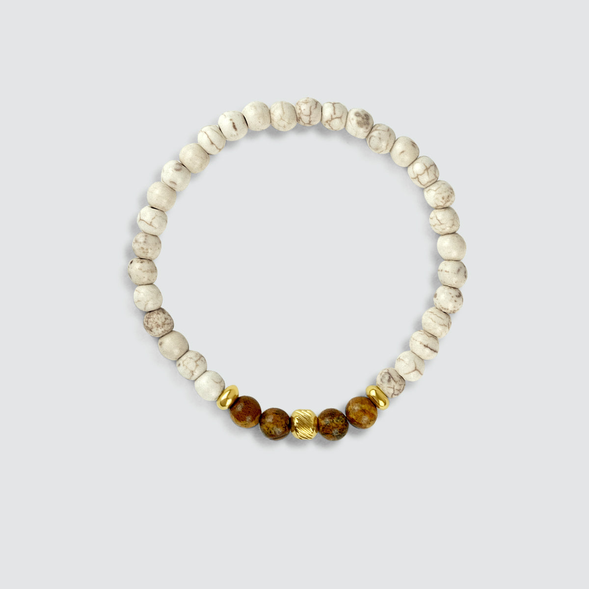 Ramli - Gold Beige Beaded Bracelet 6mm