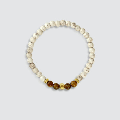 Ramli - Gold Beige Beaded Bracelet 6mm
