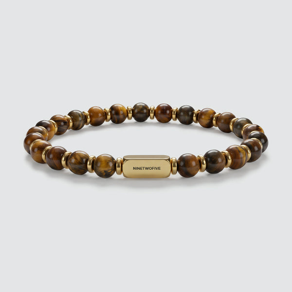 Zain - Tiger Eye Gold Beaded Bracelet 6mm